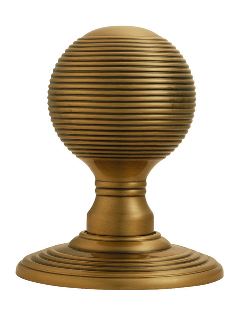 Queen Anne Style Reeded Ball Mortice Knob on Concealed Fix Reeded Rose