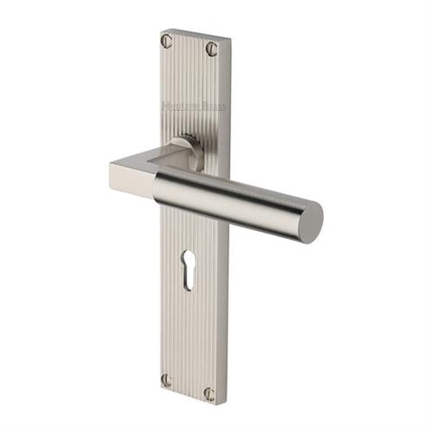 Bauhaus Lever Handle on Reeded Backplate