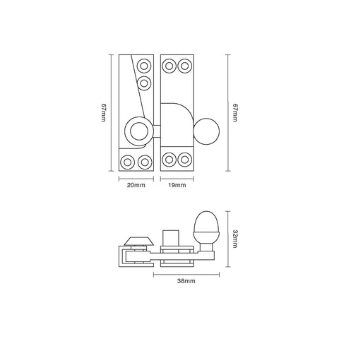 Croft Straight Arm Sash Fastener Acorn Knob