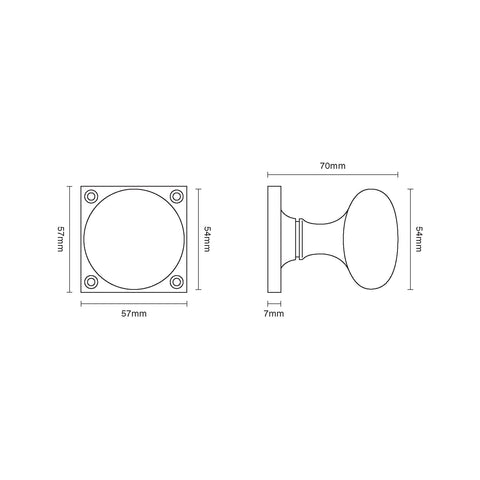Croft Cushion Mortice Knob Furniture on Square Rose