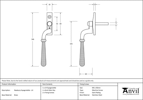 From the Anvil Hammered Newbury Espagnolette Window Fastener