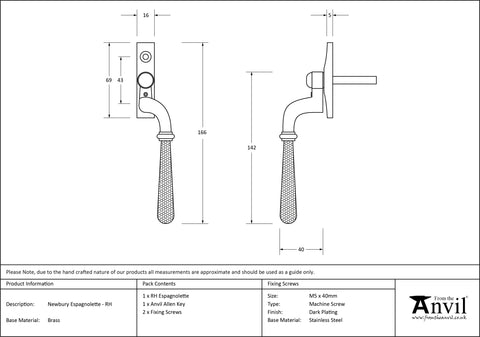 From the Anvil Hammered Newbury Espagnolette Window Fastener