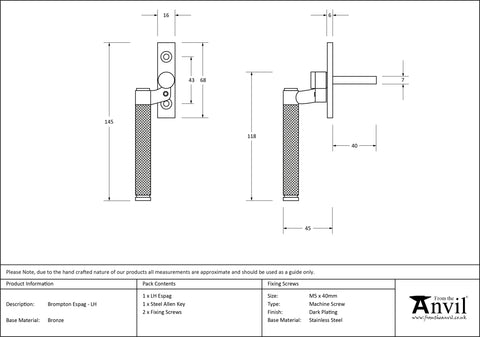 From the Anvil Brompton Espagnolette Window Fastener