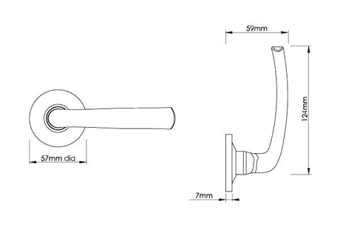 Croft Floe Lever Handle on Covered Rose