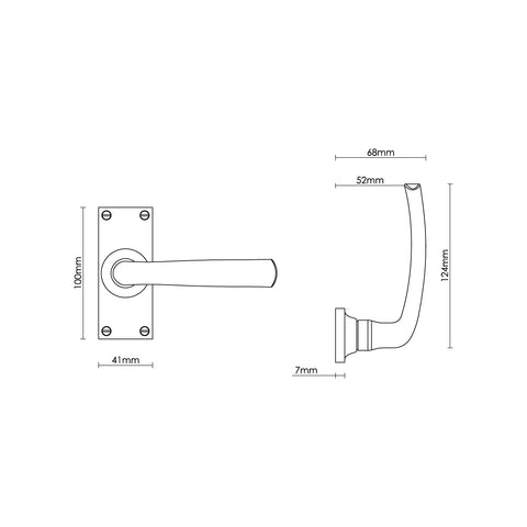 Croft Floe Lever Handle on Small Latch Plate