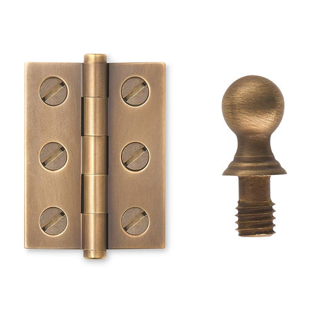 FBH.01.01 Small Traditional Brass Butt Finial Hinge with HF.02.01