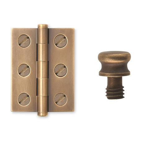 FBH.01.01 Small Traditional Brass Butt Finial Hinge with HF.11.01