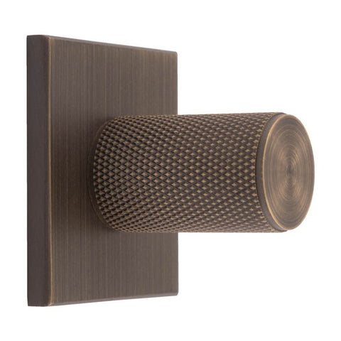 Knurled Cylinder Cabinet Knob on Backplate