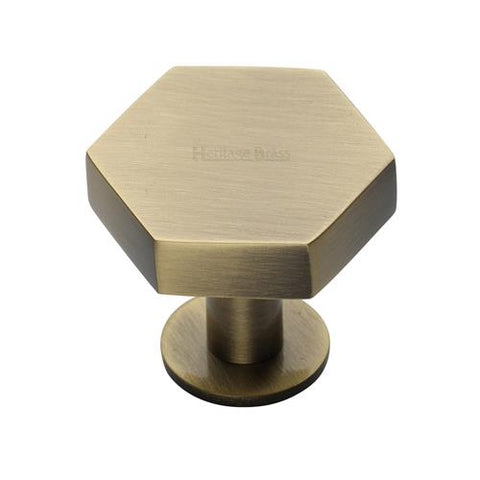 Hexagon Cabinet Knob on Rose