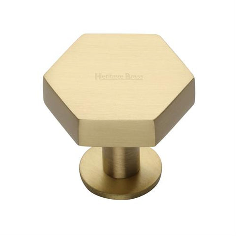 Hexagon Cabinet Knob on Rose