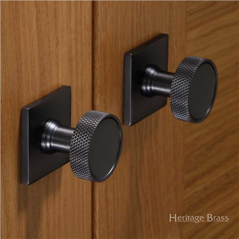 Florence Knurled Cabinet Knob on Square Backplate