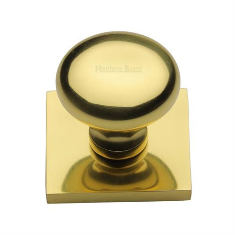 Victorian Round Cabinet Knob on Square Backplate