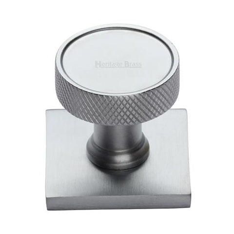 Florence Knurled Cabinet Knob on Square Backplate