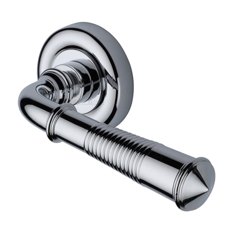 Colonial Reeded Lever Handle on Round Rose